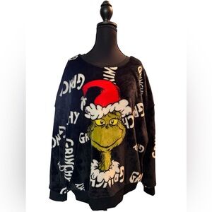 The Grinch Black Fleece Sweater, Size XL NWT